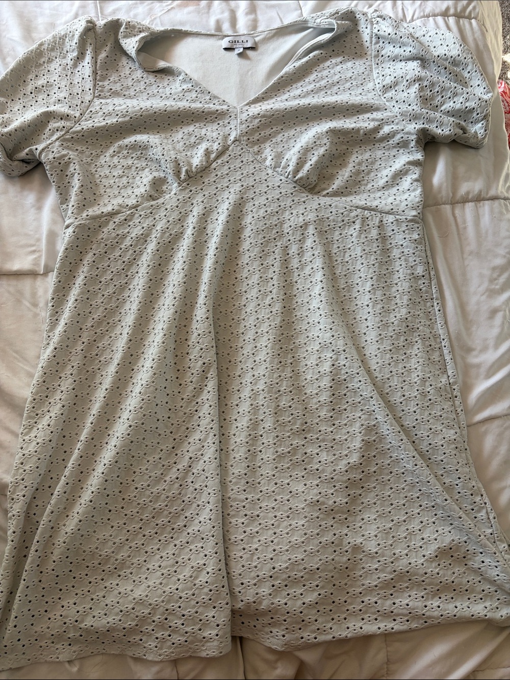 Off White Eyelet Cotton Dress